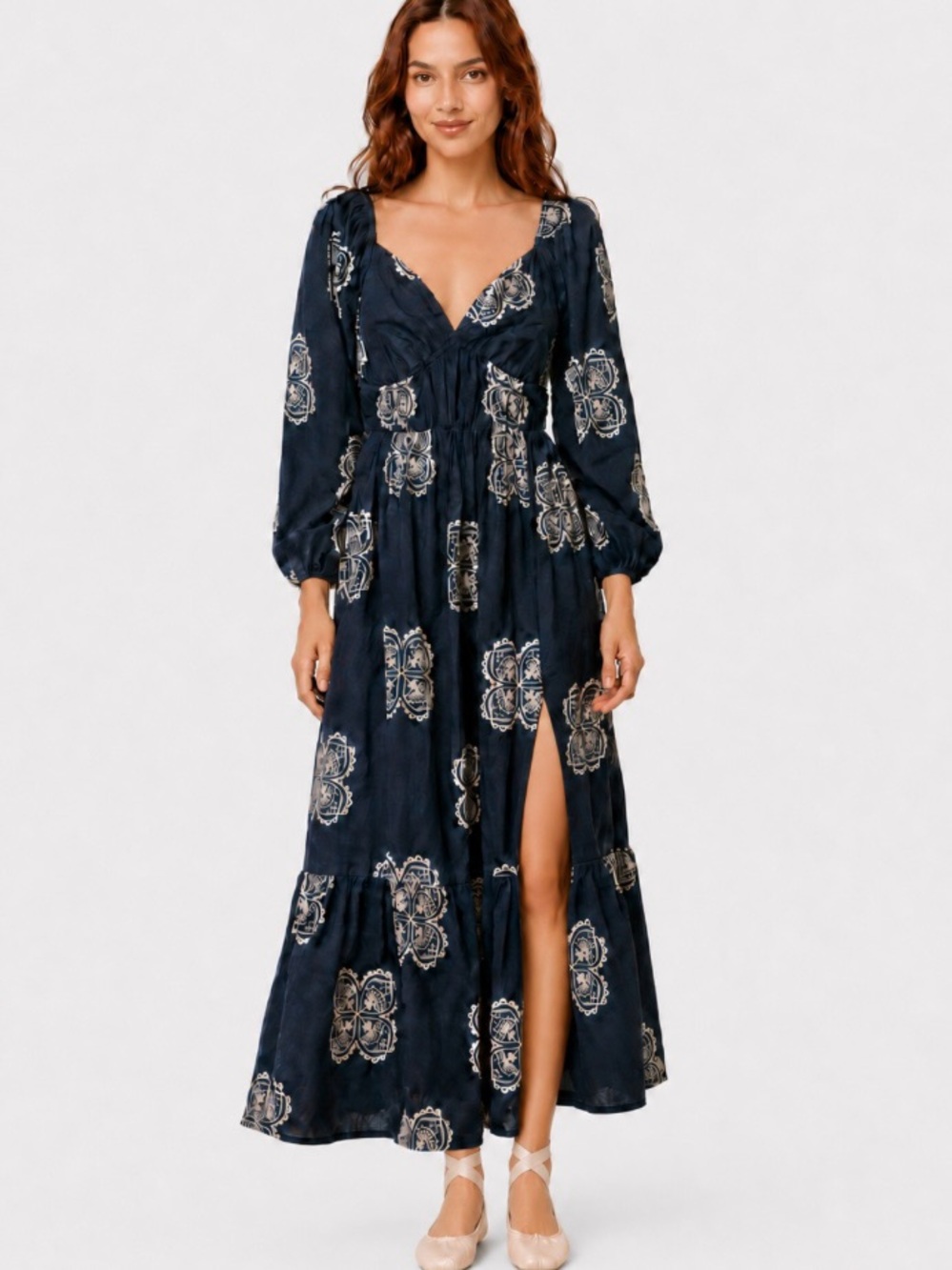 CIEBON Serbite Medallion Embroidery Midi Dress S=6